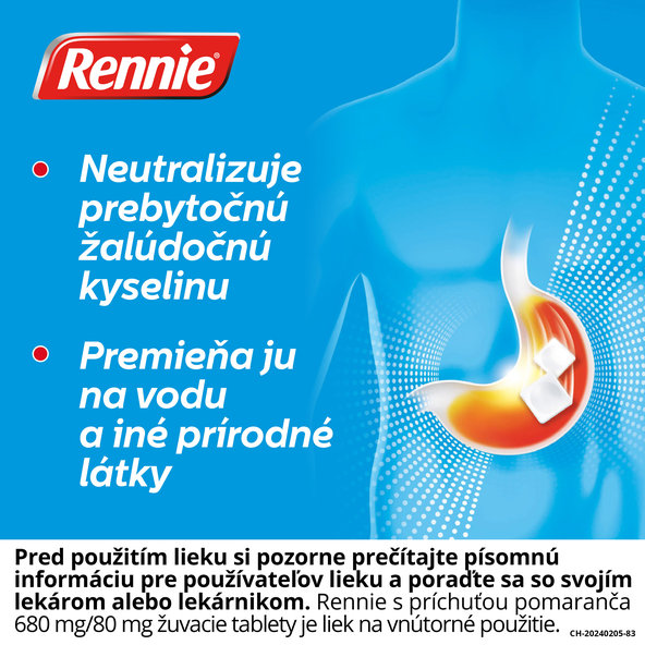 RENNIE pomaranč antacidum proti páleniu záhy 680g/80mg 48tbl