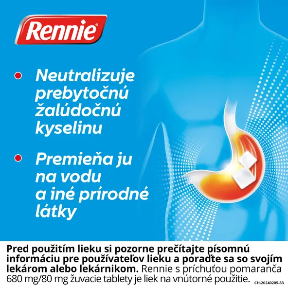 RENNIE pomaranč antacidum proti páleniu záhy 680g/80mg 48tbl