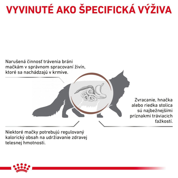 ROYAL CANIN CAT GASTROINTESTINAL MODERATE CALORIE granule pre mačky so sklonmi k nadváhe trpiacej ochorením tráviaceho traktu - 2 Kg