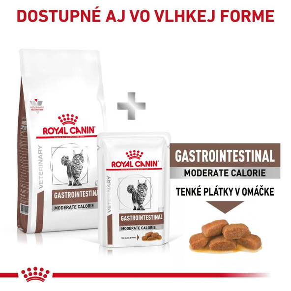 ROYAL CANIN CAT GASTROINTESTINAL MODERATE CALORIE granule pre mačky so sklonmi k nadváhe trpiacej ochorením tráviaceho traktu - 2 Kg