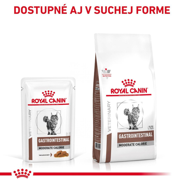 ROYAL CANIN CAT GASTROINTESTINAL MODERATE CALORIE WET kapsička pre dospelé mačky trpiace ochorením tráviaceho traktu 12 x 85 g