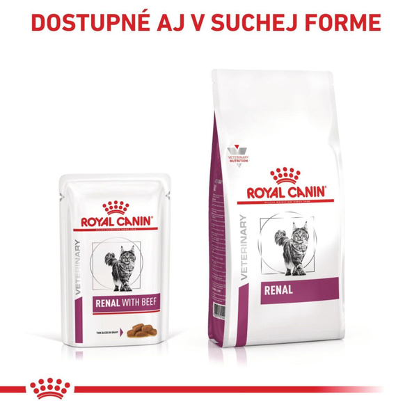 ROYAL CANIN CAT RENAL BEEF GRAVY kapsičky v šťave pre mačky s ochorením obličiek 12x85 g