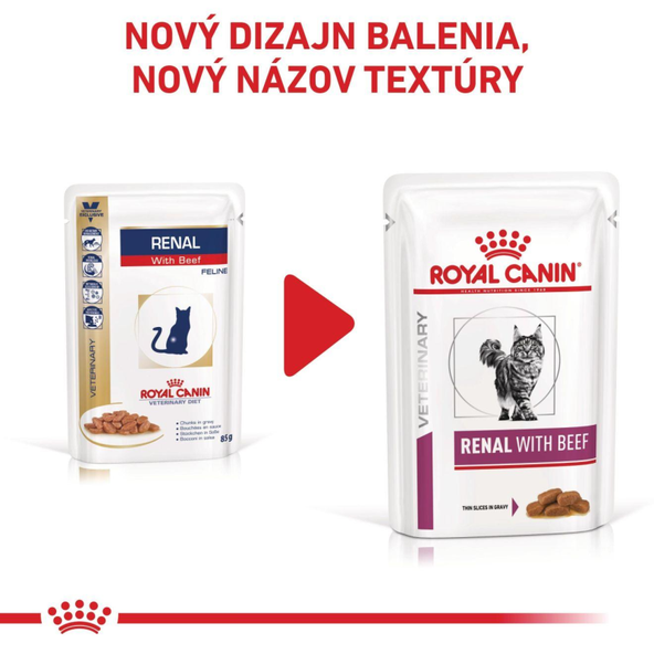 ROYAL CANIN CAT RENAL BEEF GRAVY kapsičky v šťave pre mačky s ochorením obličiek 12x85 g
