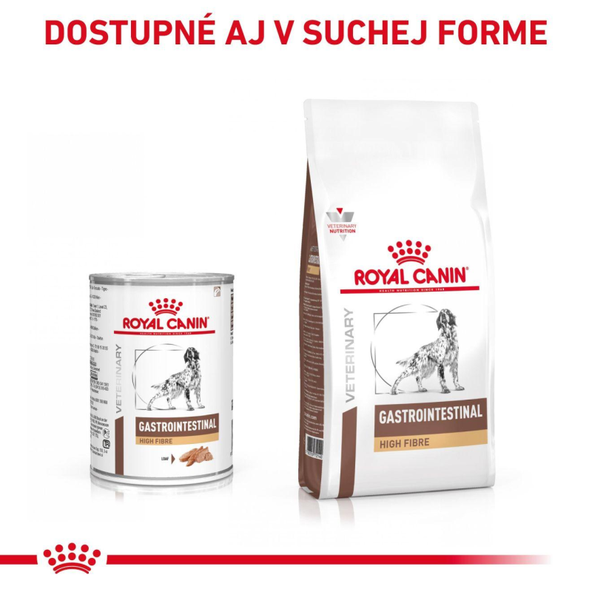 ROYAL CANIN DOG GASTROINTESTINAL HIGH FIBRE WET paštéta v konzerve so zvýšeným obsahom vlákniny pre dospelých psov 410 g