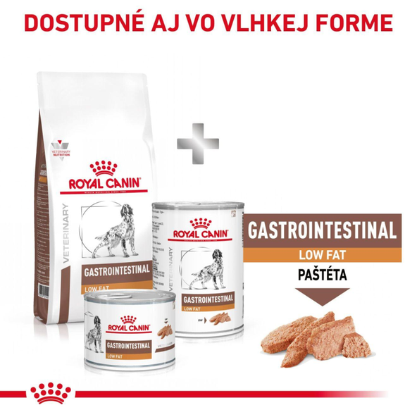 ROYAL CANIN DOG GASTROINTESTINAL LOW FAT DRY granule so zníženým obsahom tuku pre dospelých psov s ochorením tráviaceho traktu 12 kg