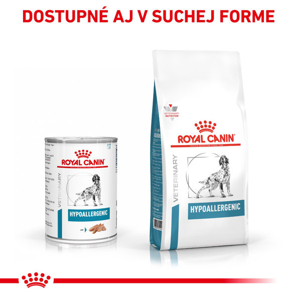 ROYAL CANIN DOG HYPOALLERGENIC CAN paštéta v konzerve pre psov trpiacich potravinovými alergiami 400 g