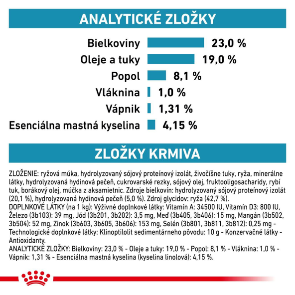 ROYAL CANIN DOG HYPOALLERGENIC PUPPY granule pre šteňatá na kontrolu nežiaducich reakcií na krmivo 1,5 kg
