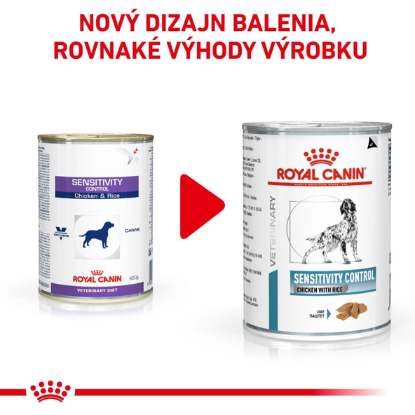 ROYAL CANIN DOG SENSITIVITY CONTROL CHICKEN konzerva kura s ryžou pre psov s nežiaducimi reakciami na potravu 410 g