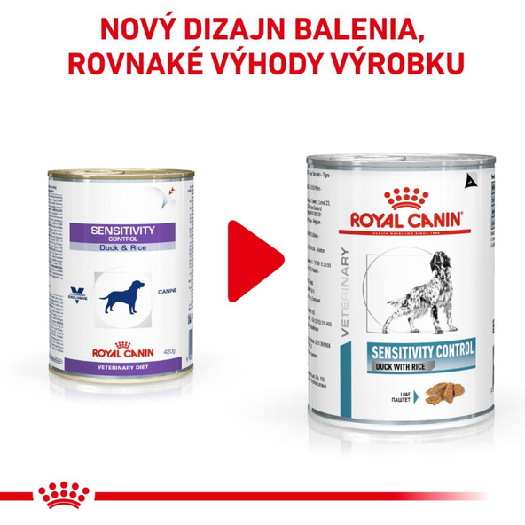 ROYAL CANIN DOG SENSITIVITY CONTROL DUCK konzerva kačica s ryžou pre psov s nežiaducimi reakciami na potravu 410 g