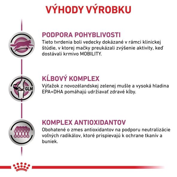 ROYAL CANIN MOBILITY CAT granule pre mačky na podporu zdravia kĺbov 2 kg