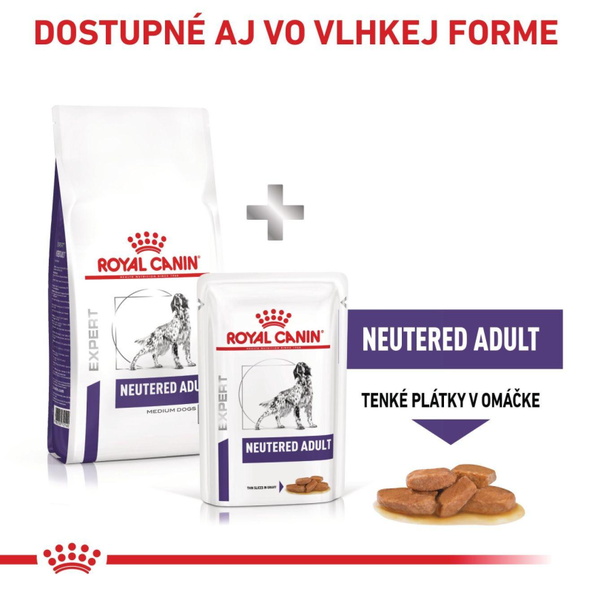 ROYAL CANIN NEUTERED ADULT MEDIUM DOG DRY granule pre dospelých kastrovaných psov stredných plemien so sklonom k ​​nadváhe 9 kg