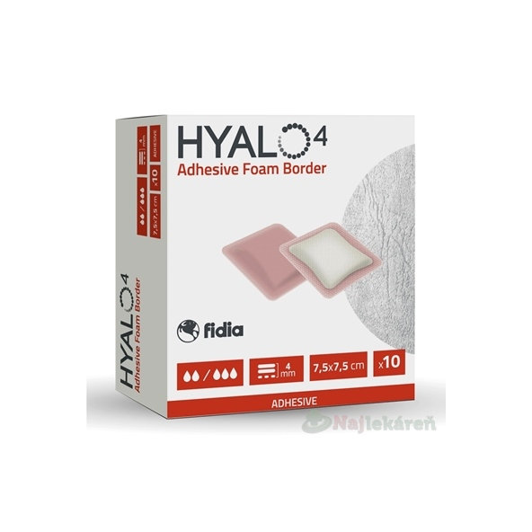 HYALO4 Adhesive Foam Border krytie na rany 7,5x7,5cm 10ks