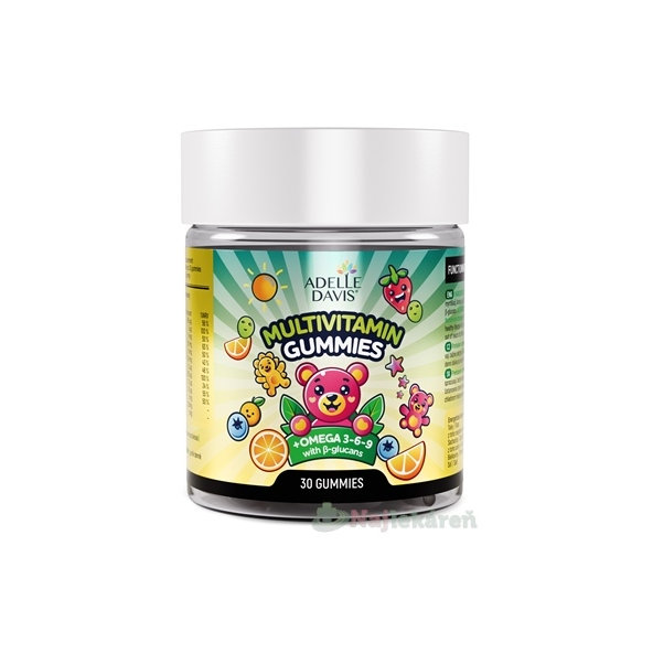 Adelle Davis MULTIVITAMIN GUMMIES+Omega+glucans želatínové medvedíky banán-čučoriedka 30ks
