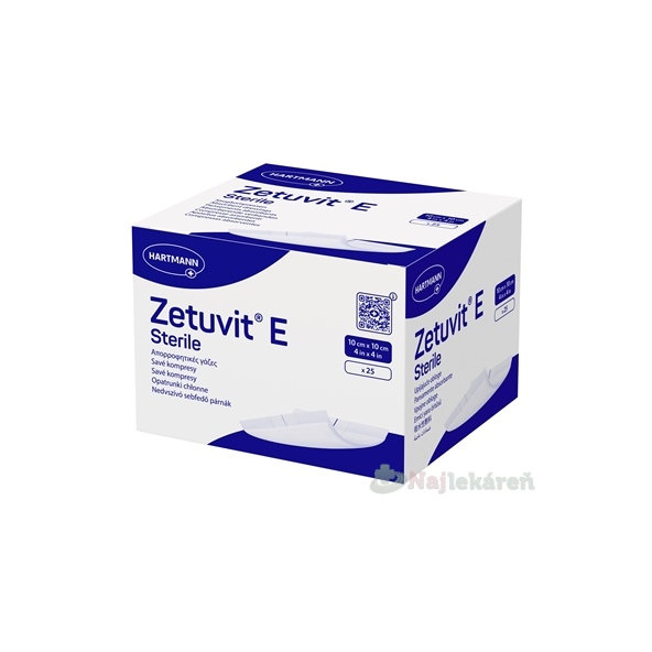 ZETUVIT E Sterile sterilný nasiakavý kompres 10x10 cm 25 ks