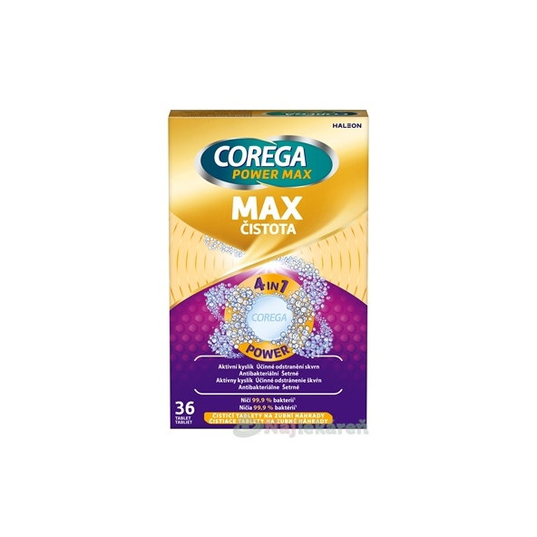COREGA POWER MAX MAX ČISTOTA antibakteriálne čistiace tablety 36 ks
