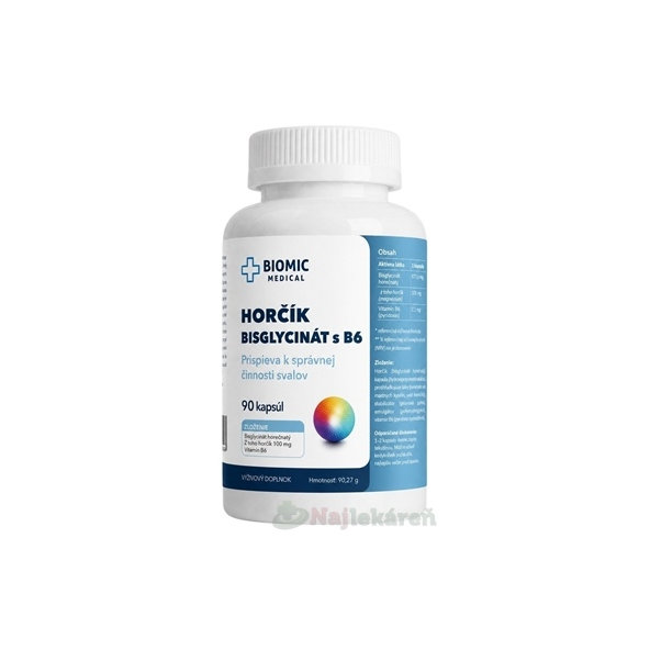 BIOMIC Horčík bisglycinát s Vitamínom B6 90 kapsúl