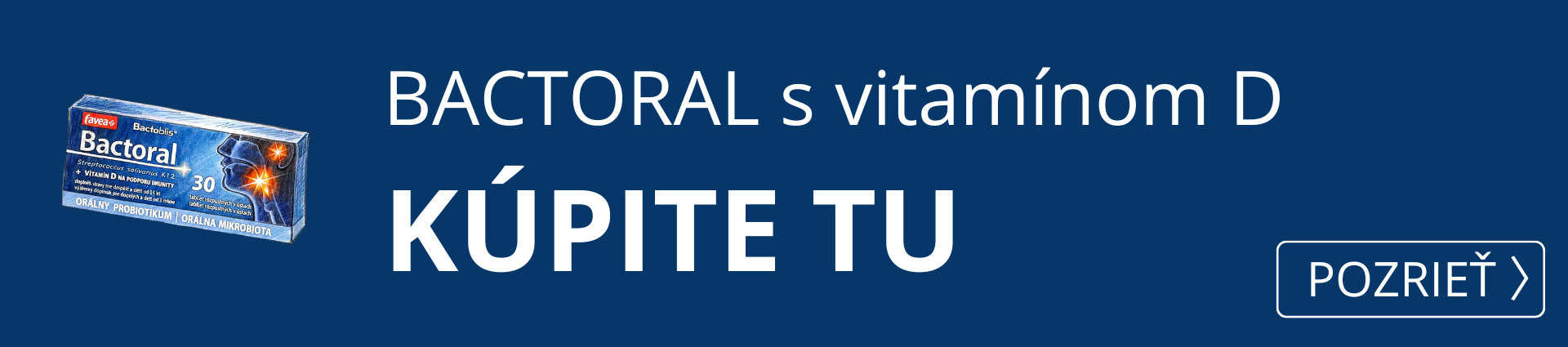  BACTORAL+vitamín D- orálne probiotikum, 30 žuvacích tbl