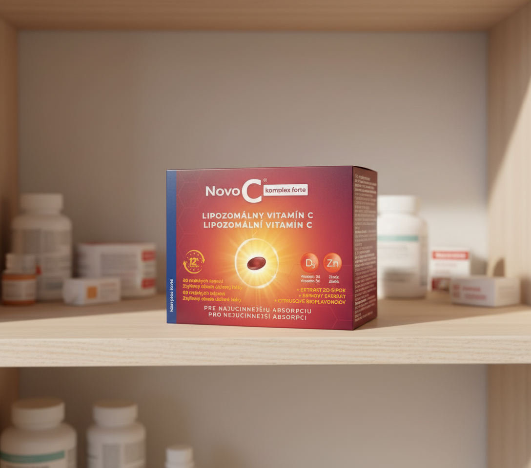  NOVO C KOMPLEX FORTE Lipozomálny vitamín C + vitamín D3 + zinok s extraktom zo šípok a bioflavonoidmi 60 kapsúl