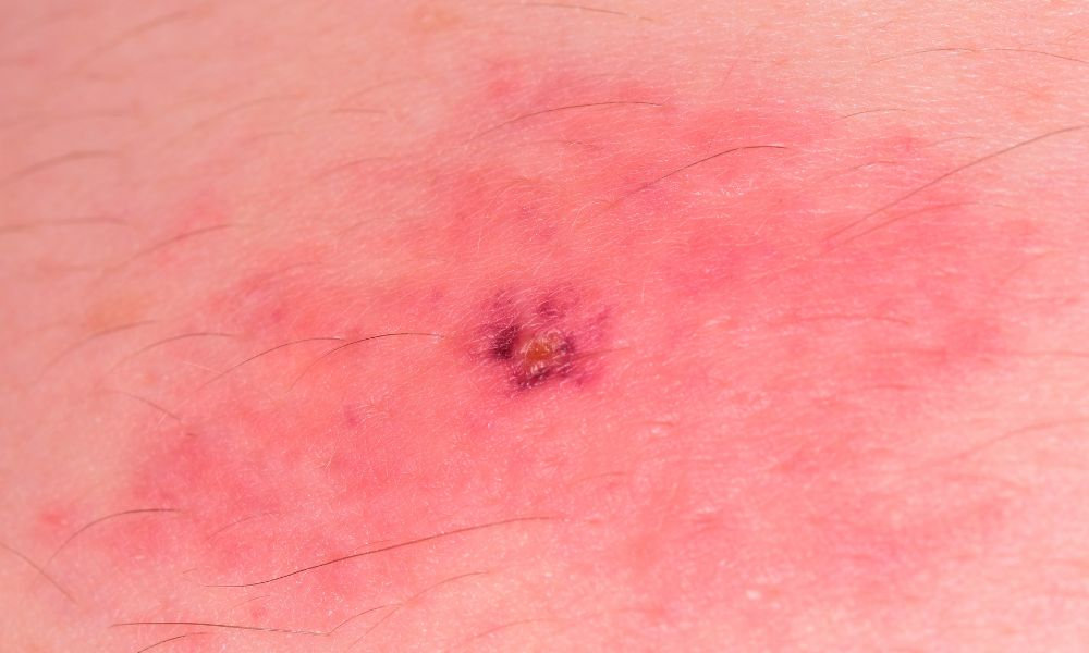  Erythema migrans fľak po kliešťovi