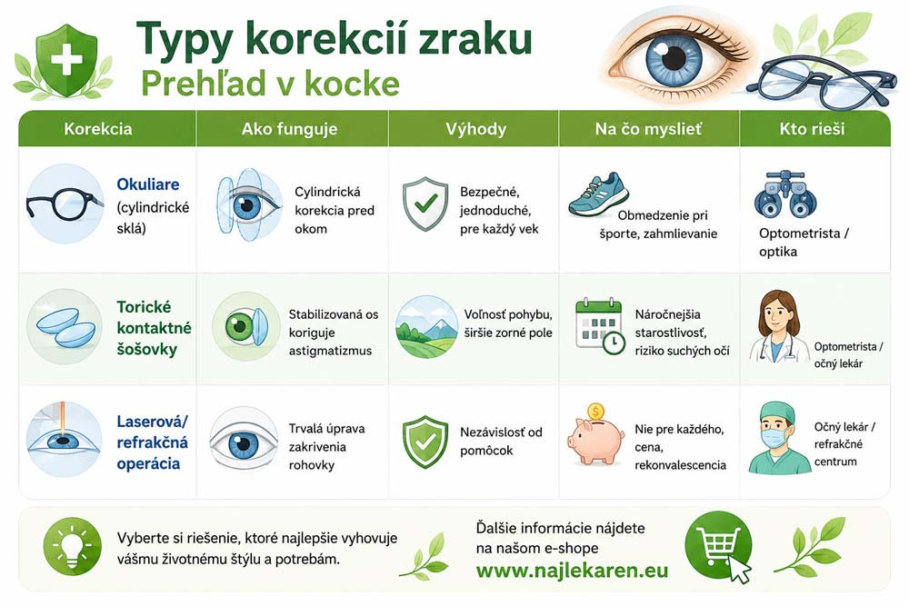  Typy korekcie zraku - astigmatizmus