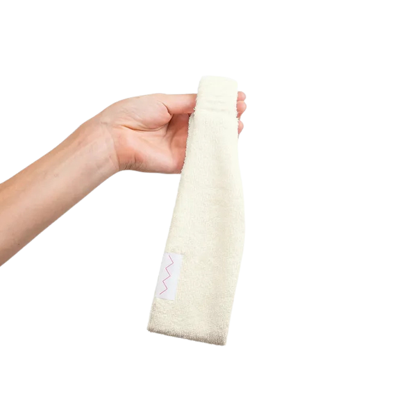 S kožou na trh luxusná kozmetická froté čelenka krémová 1ks