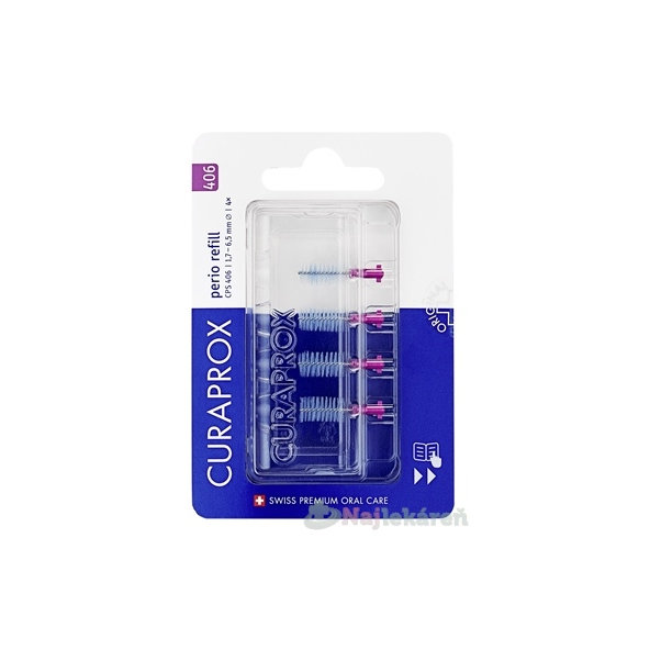 CURAPROX CPS 406 perio refill fialová medzizubné kefky bez držiaka 4 ks