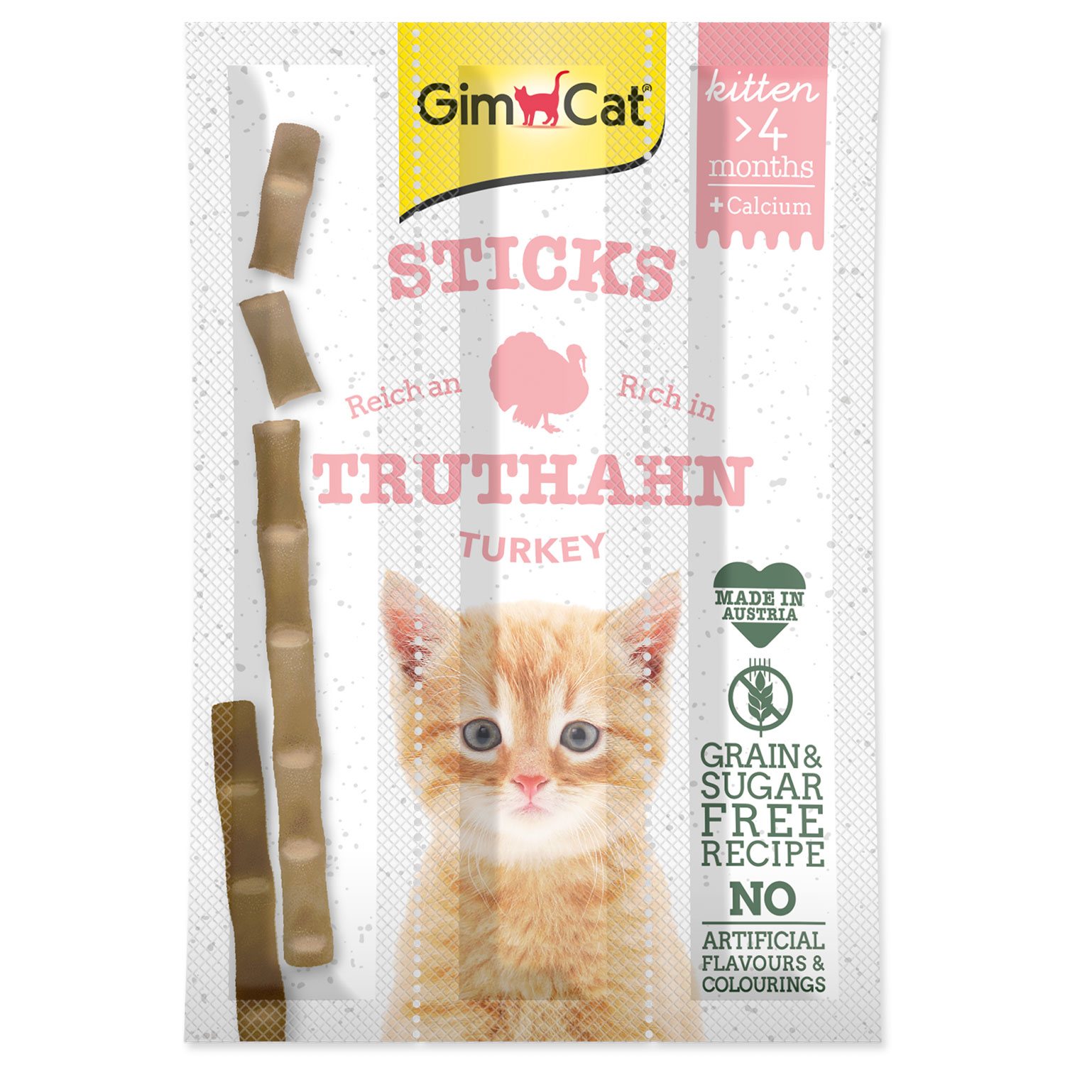 GimCat Kitten tyčinky moriak a vápnik 3ks