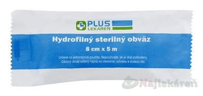 PLUS Lekáreň Hydrofilný sterilný obväz 8x5m 1ks