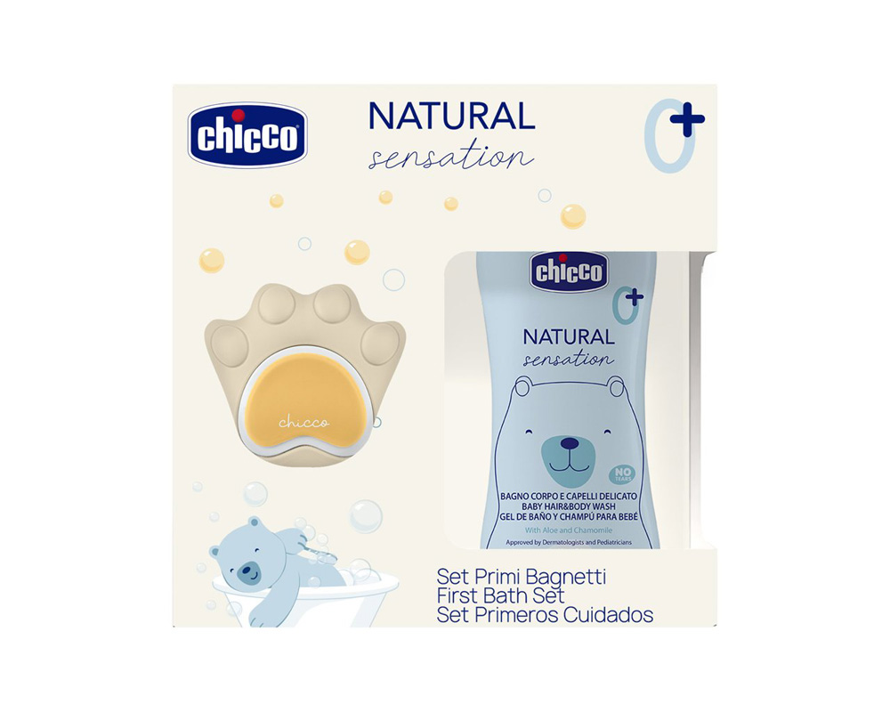 CHICCO Darčekový set Natural Sensation + silikónová hubka Labka