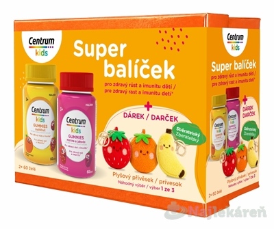 Centrum kids Gummies Multifruit + Malina a jahoda 60 + 60 želé