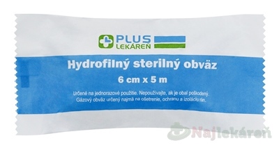 PLUS Lekáreň Hydrofilný sterilný obväz 6x5m 1ks