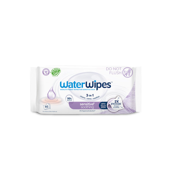 WATERWIPES Obrúsky vlhčené Soothing clean bez obsahu plastov 60 ks
