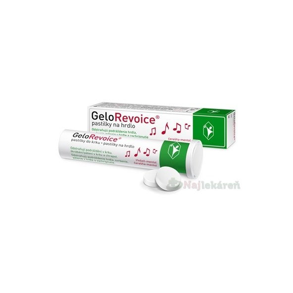 GeloRevoice pastilky na bolesť hrdla, čerešňa mentol 10 pastiliek