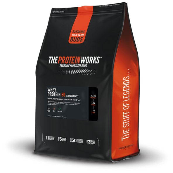 Whey Protein 80 - The Protein Works, jahoda a krém, 1000g