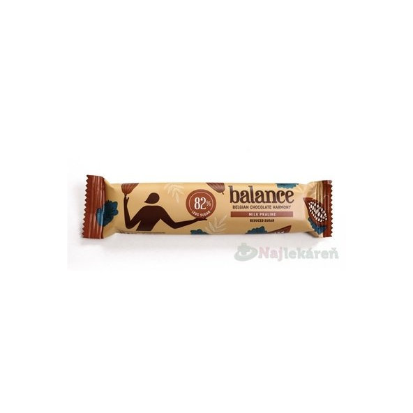 BALANCE MLIEČNA ČOKOLÁDA PRALINE so sladidlom so stévie 35g