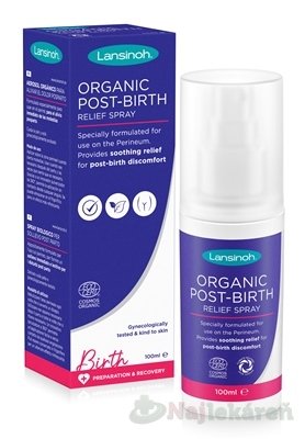 LANSINOH Organický upokojujúci sprej na hrádzu po pôrode 100ml