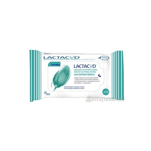 LACTACYD with ANTIBACTERIALS obrúsky na intímnu hygienu 15ks