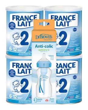 France Lait 2 4x400g + Dr.BrownsOpt.+WN 270ml Modr