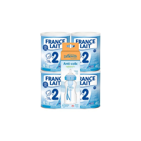 France Lait 2 4x400g + Dr.BrownsOpt.+WN 270ml Modr