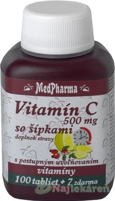 E-shop MedPharma VITAMÍN C 500MG so šípkami (s postupným uvoľňovaním) 100+7