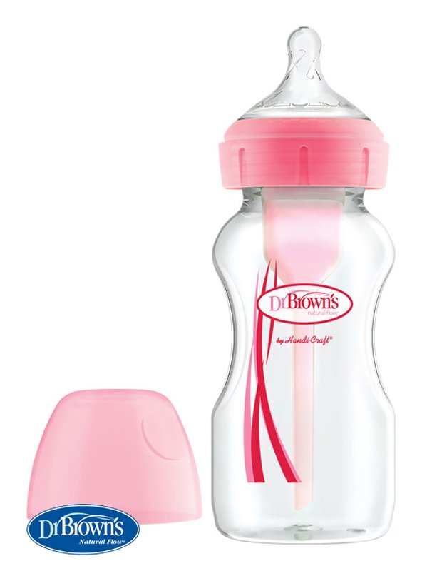 E-shop DR.BROWN'S Fľaša antikolik Options+ široké hrdlo 270 ml plast ružová