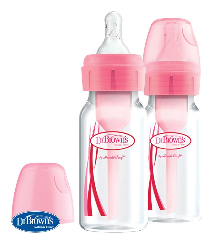 E-shop DR.BROWN'S Fľaša antikolik Options+ úzka 2x120 ml plast ružová