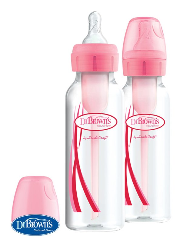 E-shop DR.BROWN'S Fľaša antikolik Options+ úzka 2x250 ml plast ružová