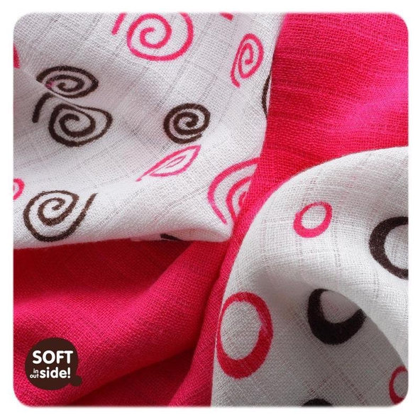 KIKKO Bambusové obrúsky Spirals&Bubbles 30x30 (9 ks) - magenta