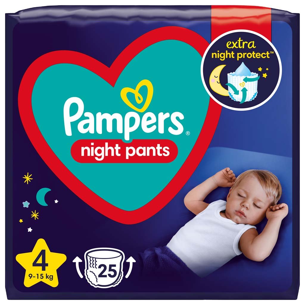 E-shop PAMPERS Night Pants Veľkosť 4, 25 ks, 9-15 kg