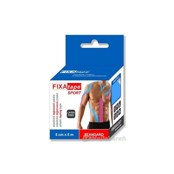 FIXAtape tejpovacia páska SPORT kinesiologická, elastická, modrá  5cmx5m 1ks