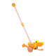 TEDDIES Strkadlo Kačička 55cm tlačiace s tyčkou drevo 12m+