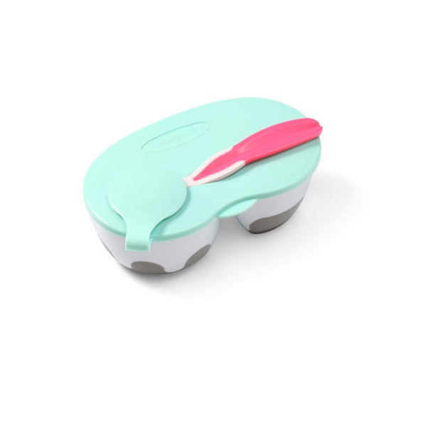 BABYONO Miska 2v1 uzatvárateľná, s lyžičkou 200+150 ml 6 m+ ružová