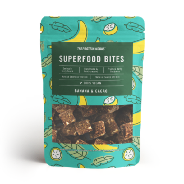 Superfood Bites - The Protein Works, príchuť banánové kakao, 140g