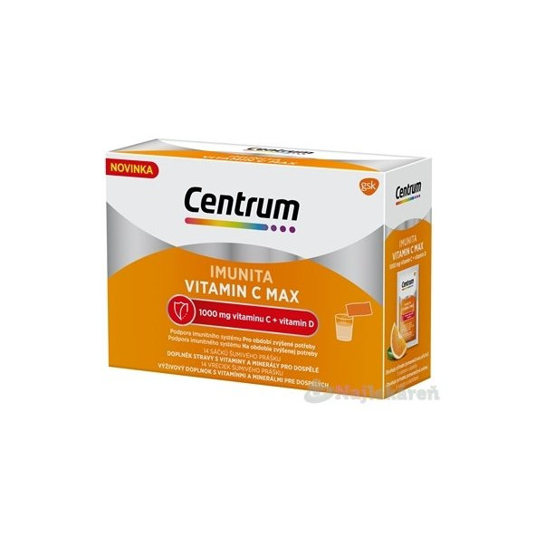 Centrum IMUNITA VITAMIN C MAX vrecká, pomarančová príchuť 14x7,1 g